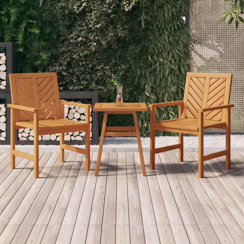 Garden Dining Chairs 2 Pieces Solid Wood Acacia - Decor Base