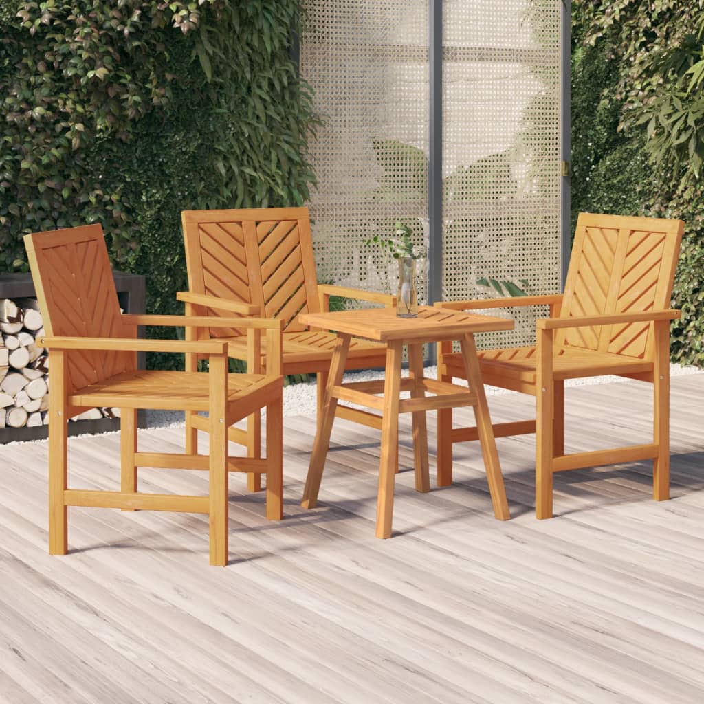 Garden Dining Chairs 3 Pieces Solid Wood Acacia - Decor Base