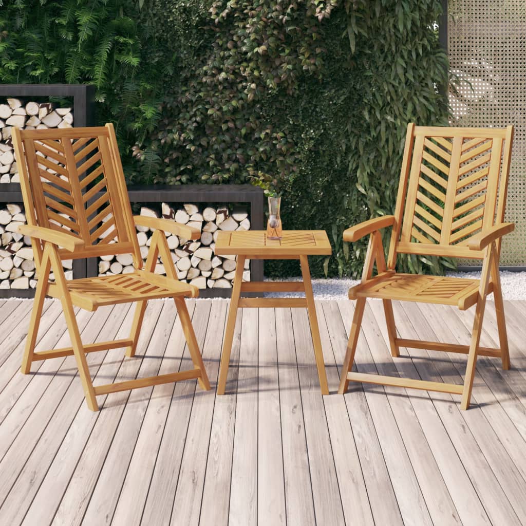 Reclining Garden Chairs 2 Pieces Solid Wood Acacia - Decor Base