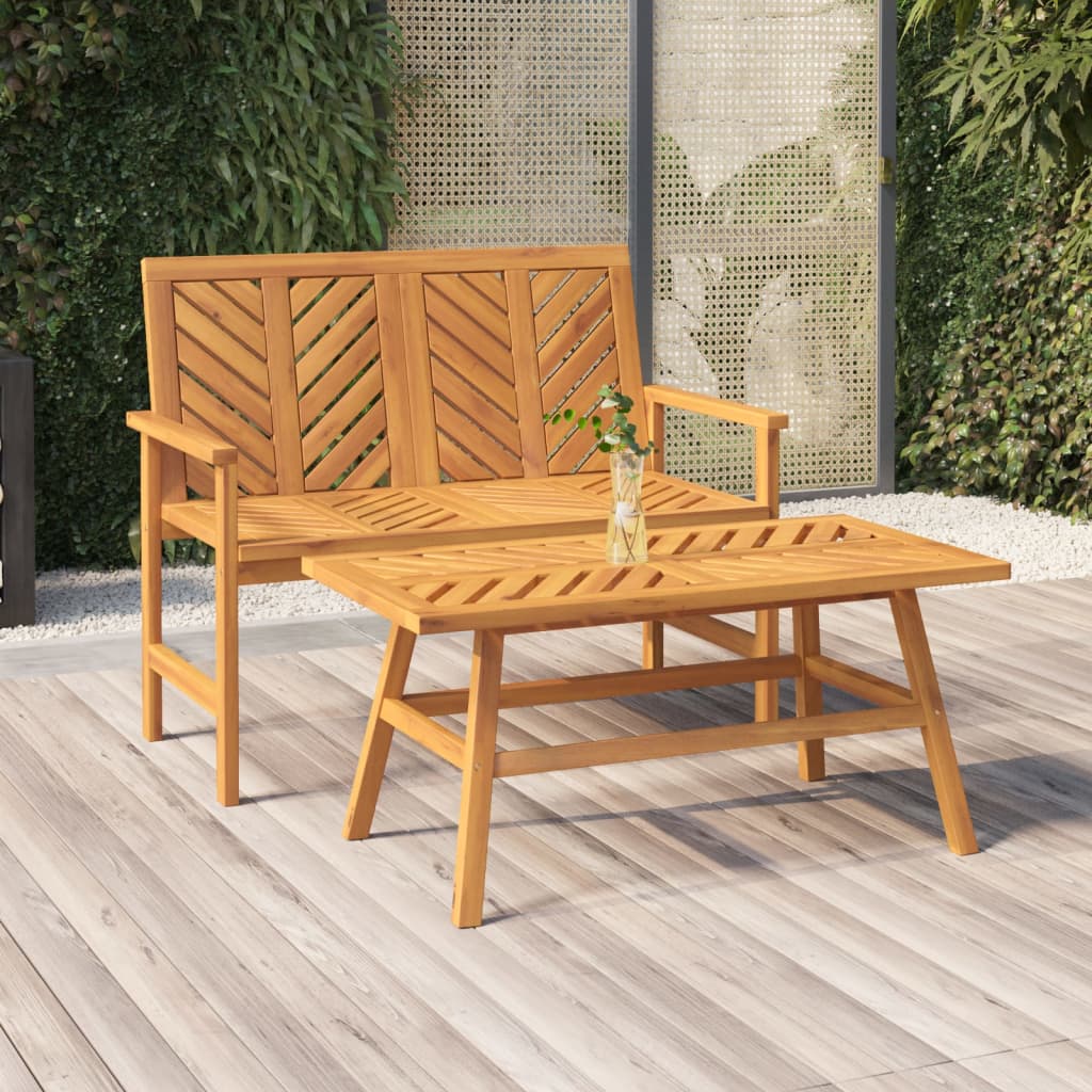 2 Piece Garden Lounge Set Solid Wood Acacia - Millennium Furniture