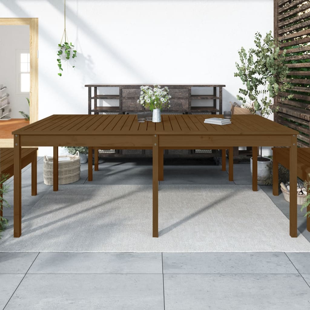 Garden Table Honey Brown 203.5x100x76 cm Solid Wood Pine - Style and Chic
