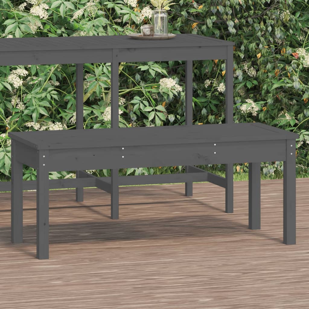 Garden Bench Grey 109x44x45 cm Solid Wood Pine - Millennium Furniture