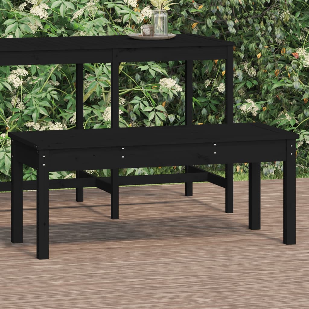 Garden Bench Black 109x44x45 cm Solid Wood Pine - Unbeatable Bargains
