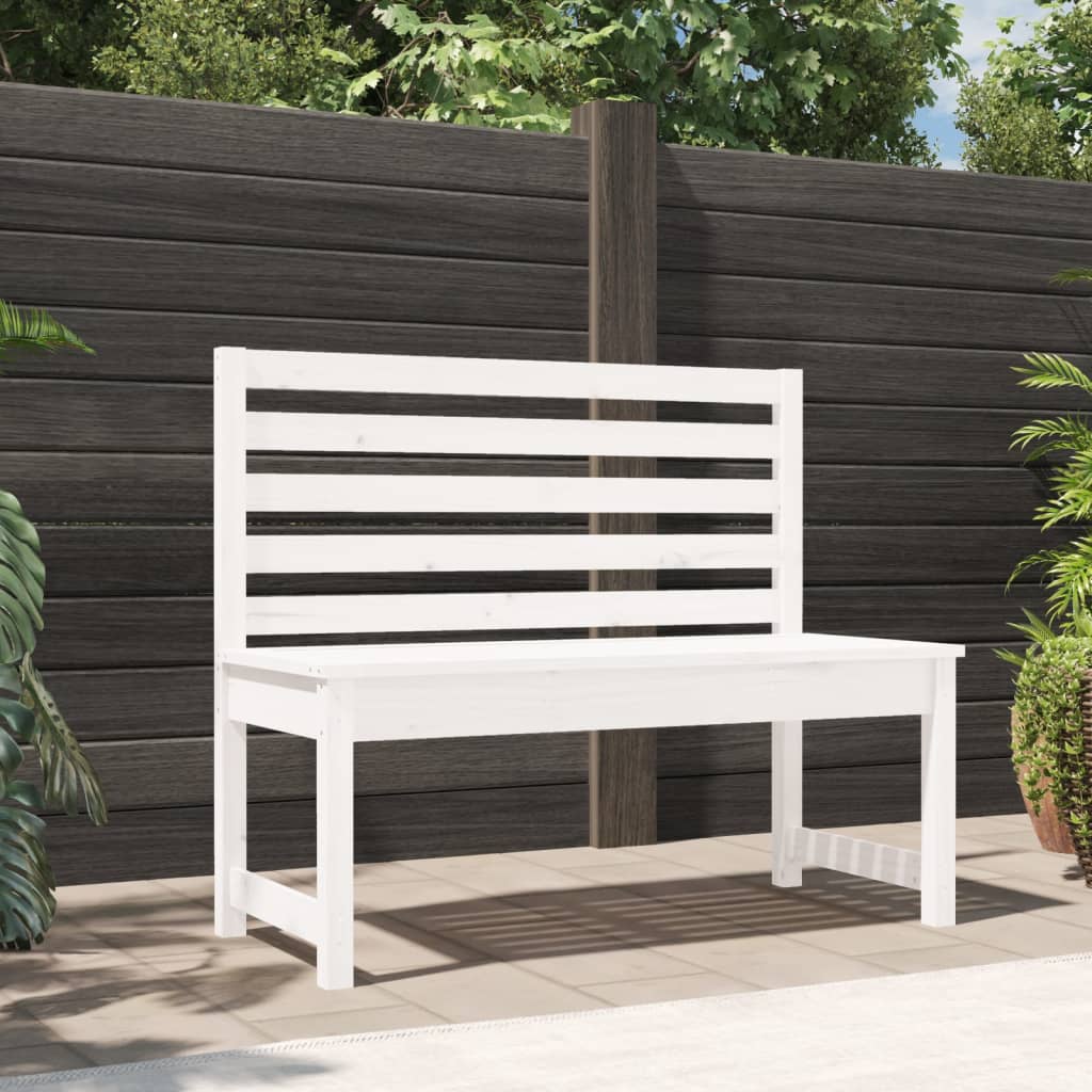 Garden Bench White 109 cm Solid Wood Pine - R and M Furniture
