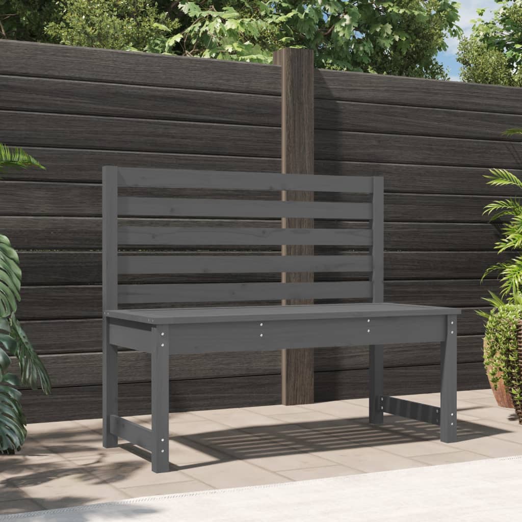 Garden Bench Grey 109 cm Solid Wood Pine - Unbeatable Bargains