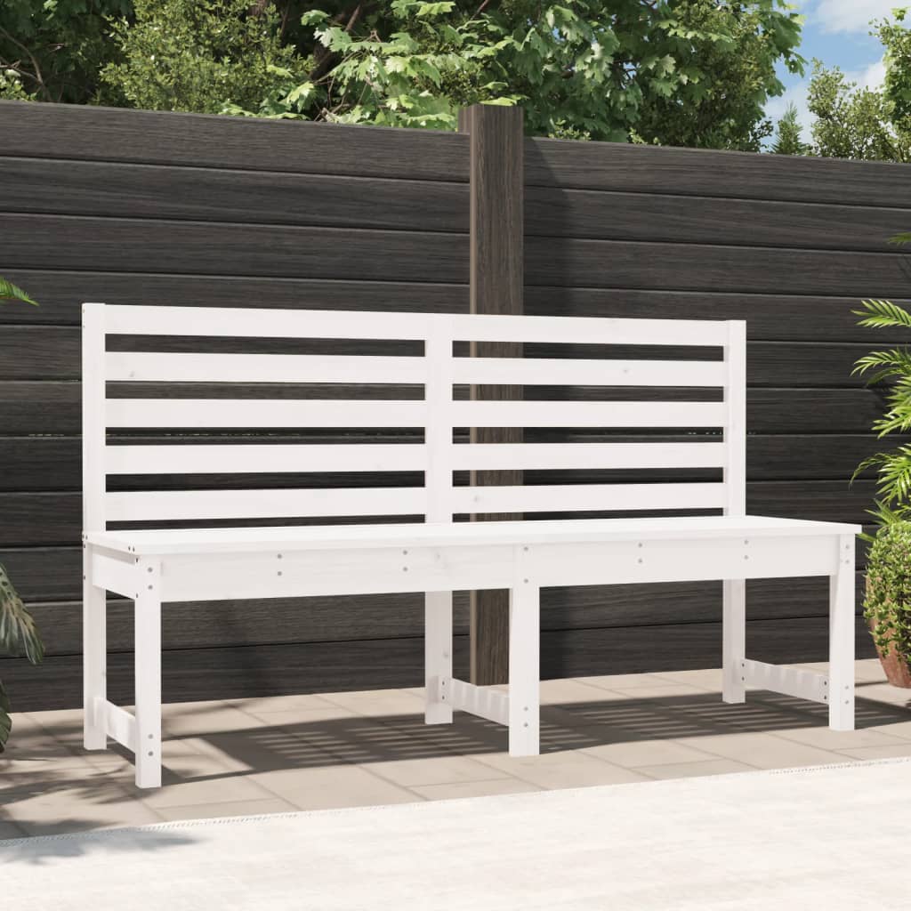 Garden Bench White 157.5 cm Solid Wood Pine - Tyrell & Tyrell