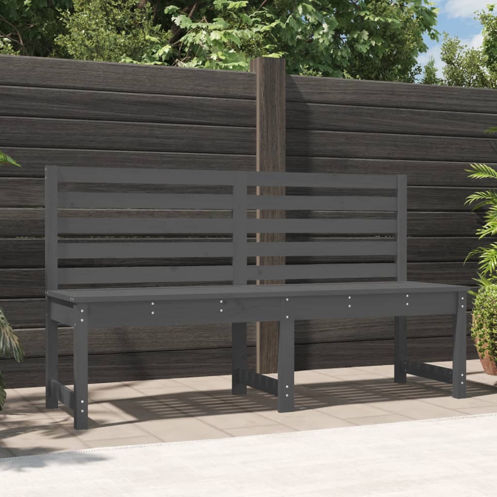 Garden Bench Grey 157.5 cm Solid Wood Pine - Merlin Deals