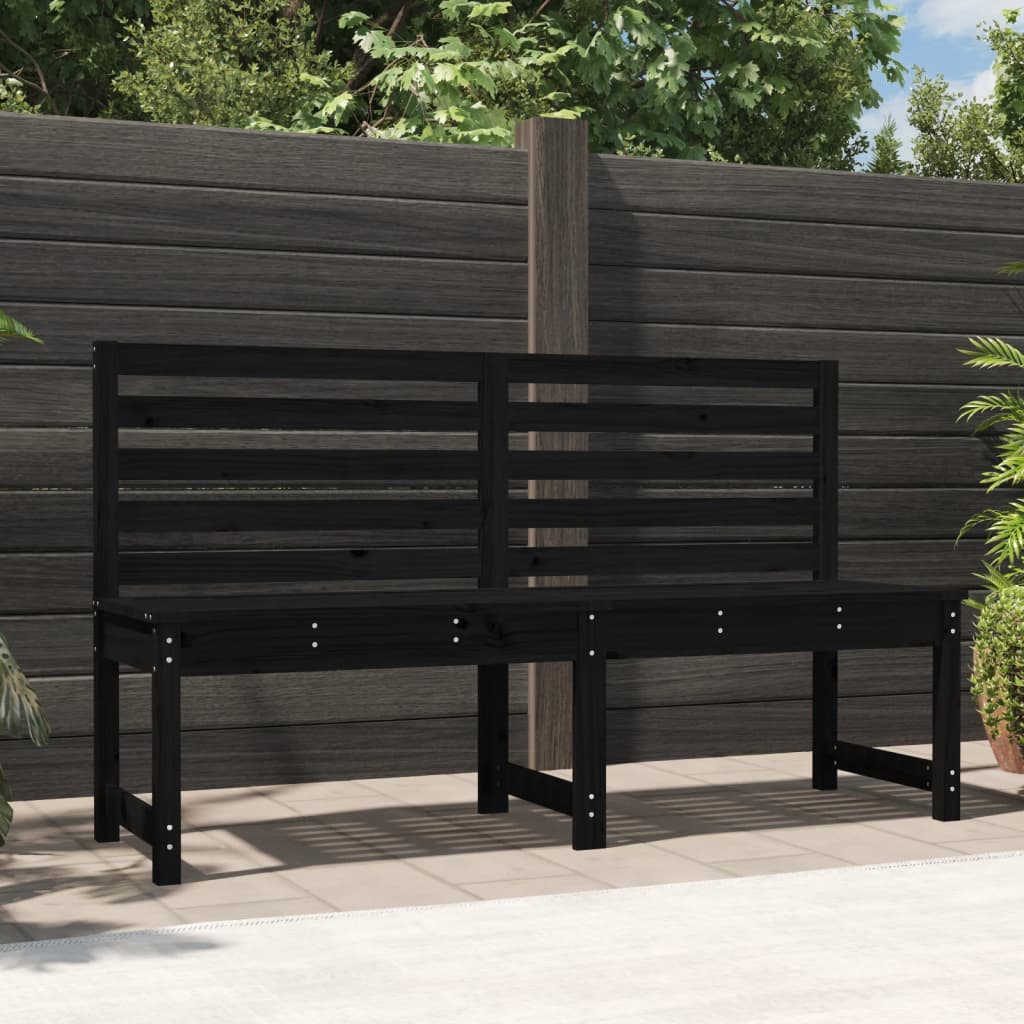 Garden Bench Black 157.5 cm Solid Wood Pine - Merlin Deals