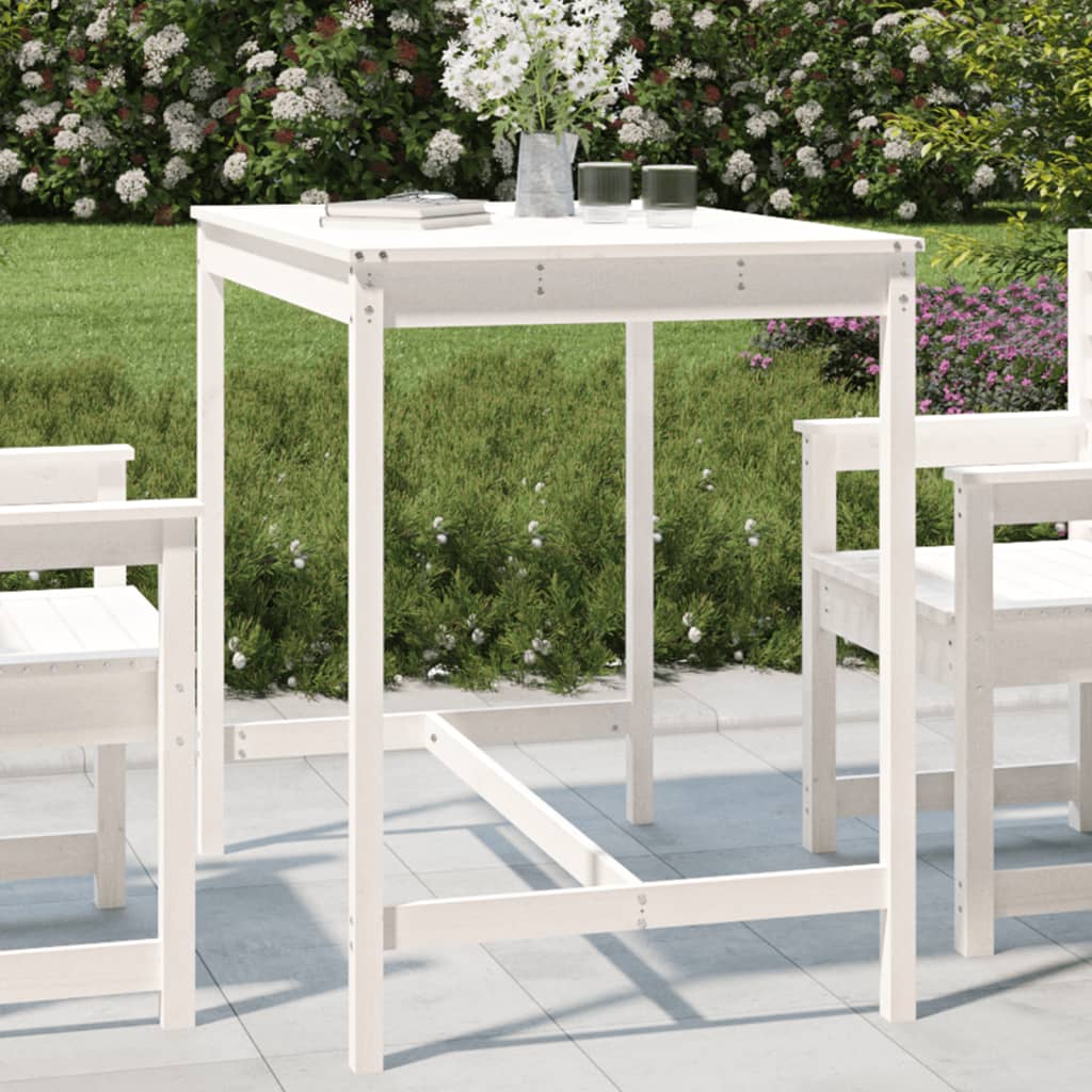 Garden Table White 121x82.5x110 cm Solid Wood Pine - Brittle & Co