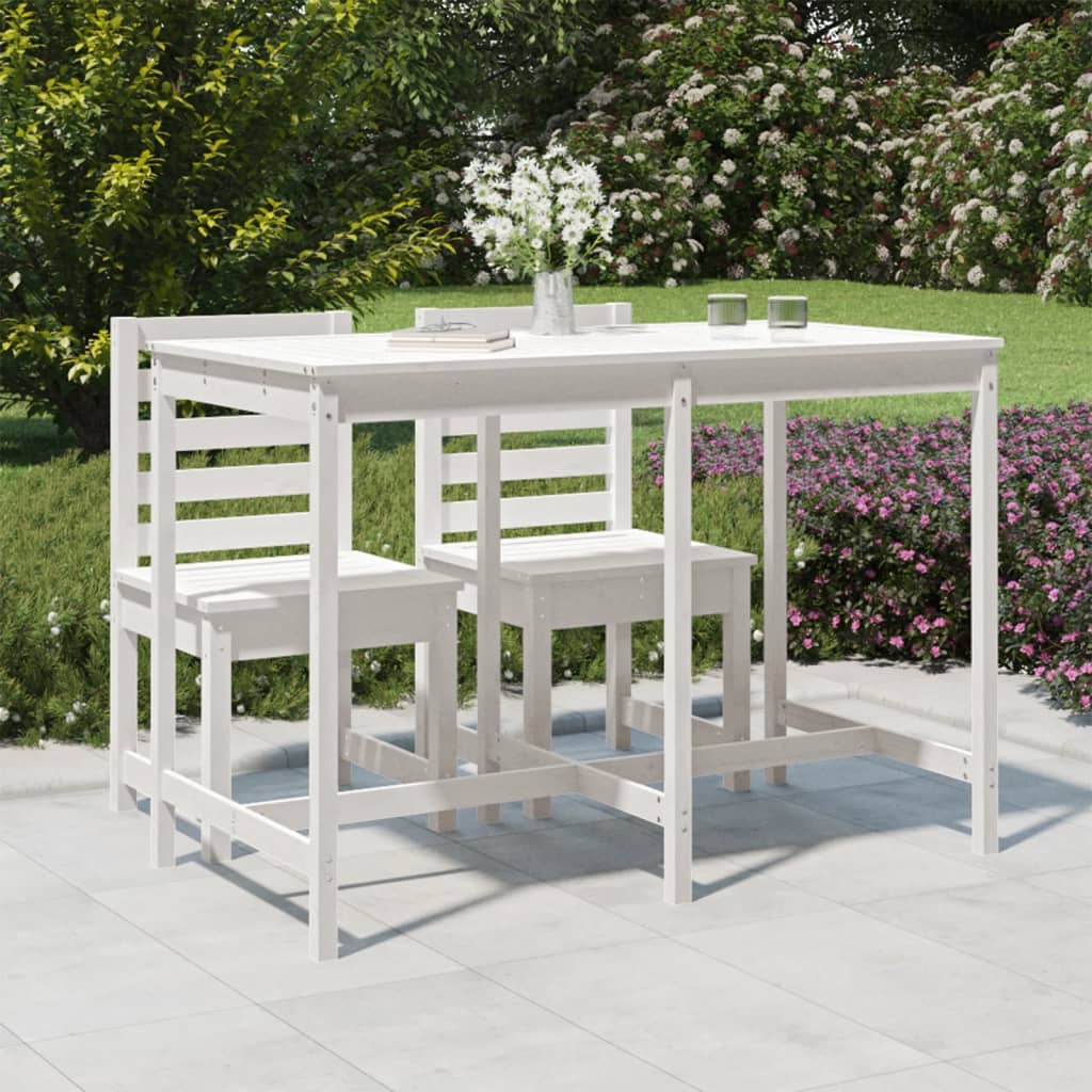 Garden Table White 159.5x82.5x110 cm Solid Wood Pine - Tyrell & Tyrell