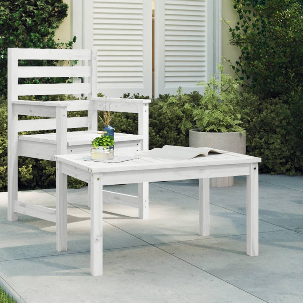 Garden Table White 82.5x50.5x45 cm Solid Wood Pine - Casper Homes