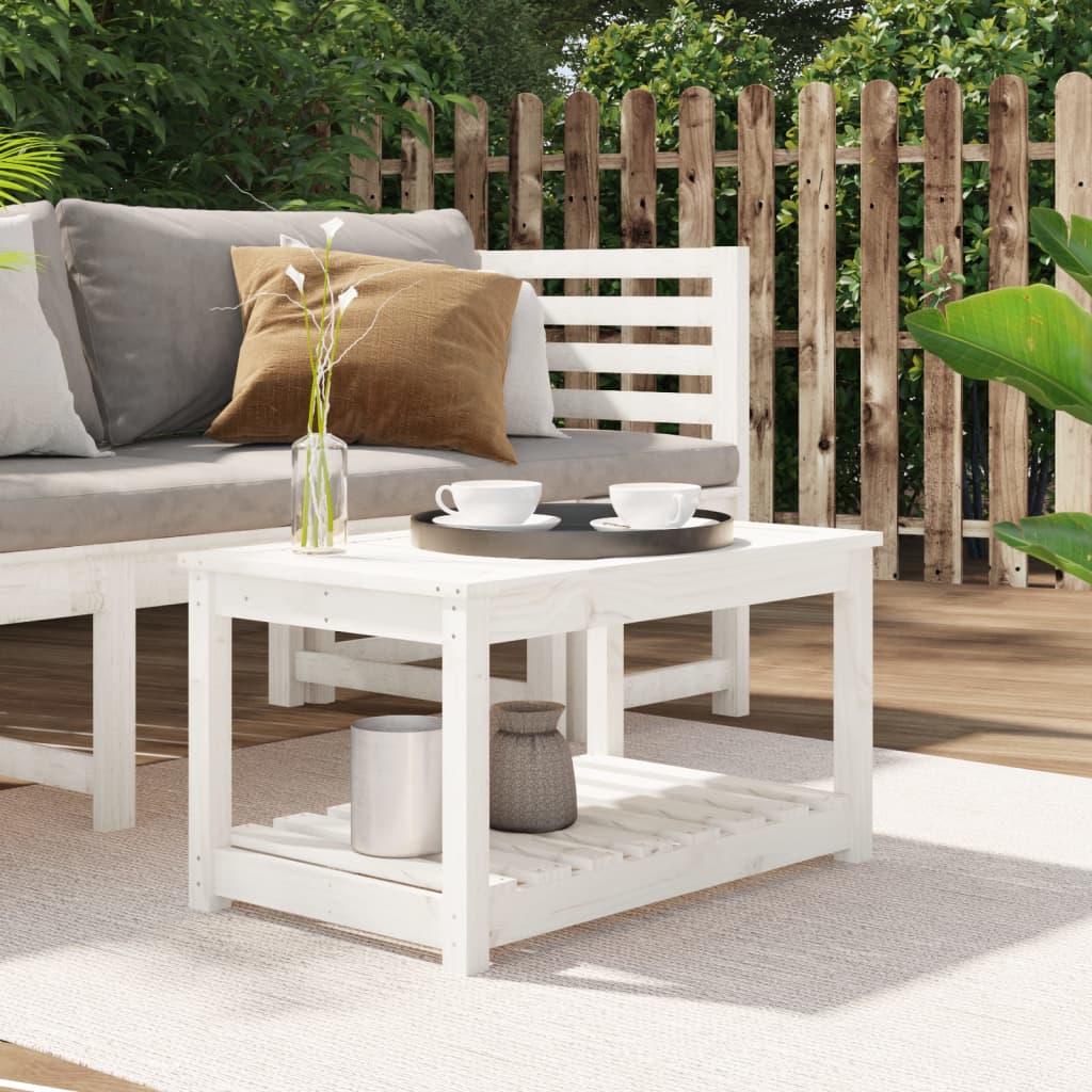Garden Table White 82.5x50.5x45 cm Solid Wood Pine - Casper Homes