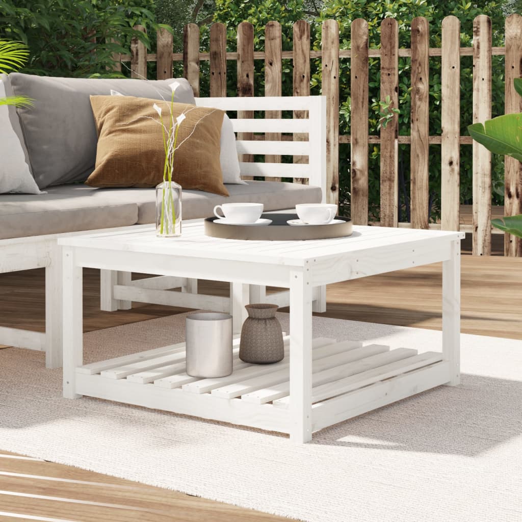 Garden Table White 82.5x82.5x45 cm Solid Wood Pine - Casper Homes