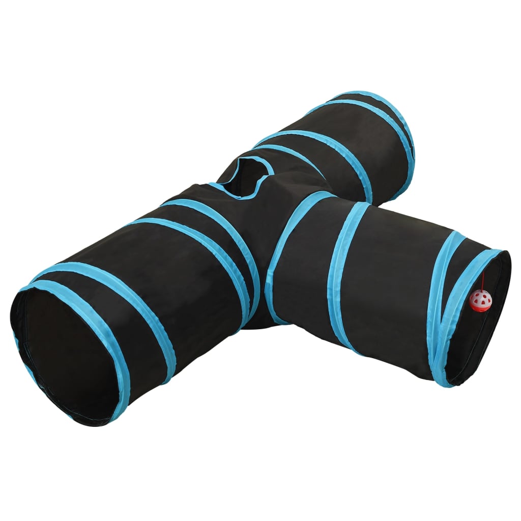 Cat Tunnel 3-way Black and Blue 90 cm Polyester - Merkel Designers