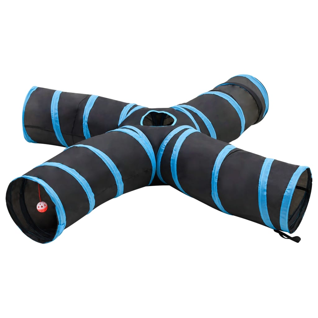 Cat Tunnel 4-way Black and Blue 25 cm Polyester - Charlotte Dunes