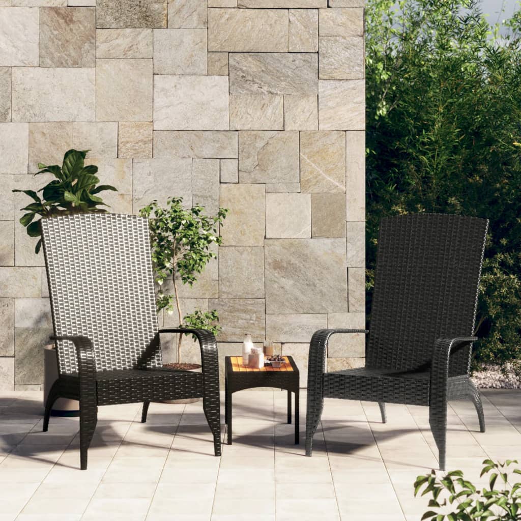 Garden Adirondack Chair Black Poly Rattan - Tyrell & Tyrell
