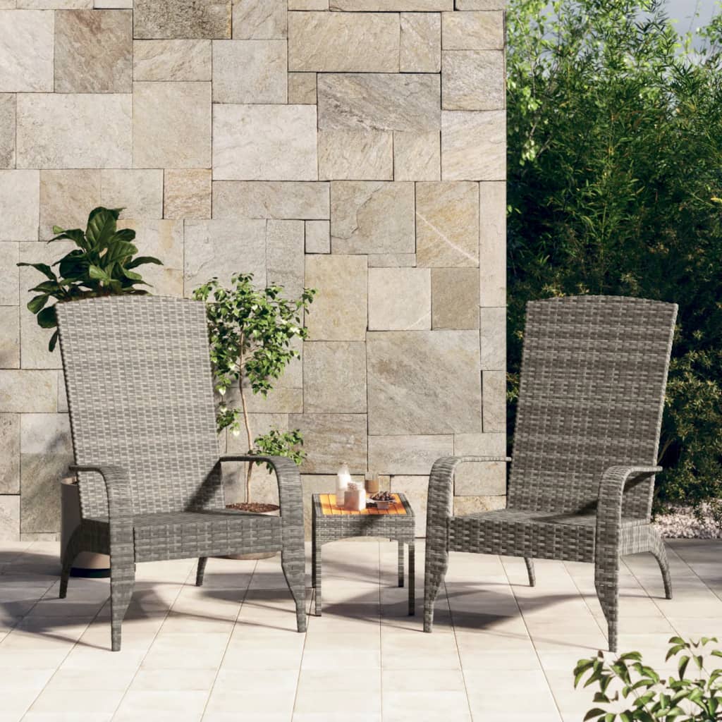 Garden Adirondack Chair Grey Poly Rattan - Merkel Designers