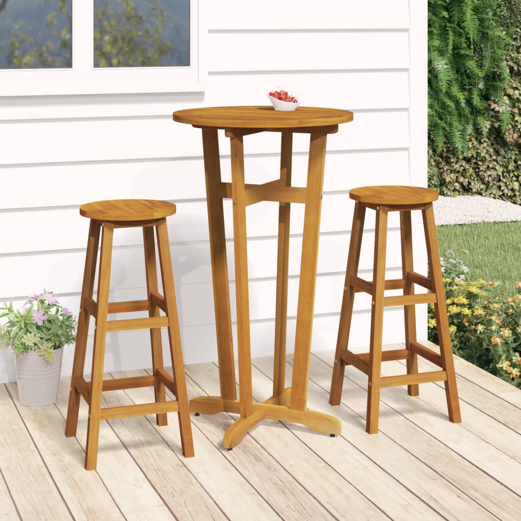 3 Piece Bar Set Solid Wood Acacia - Millennium Furniture