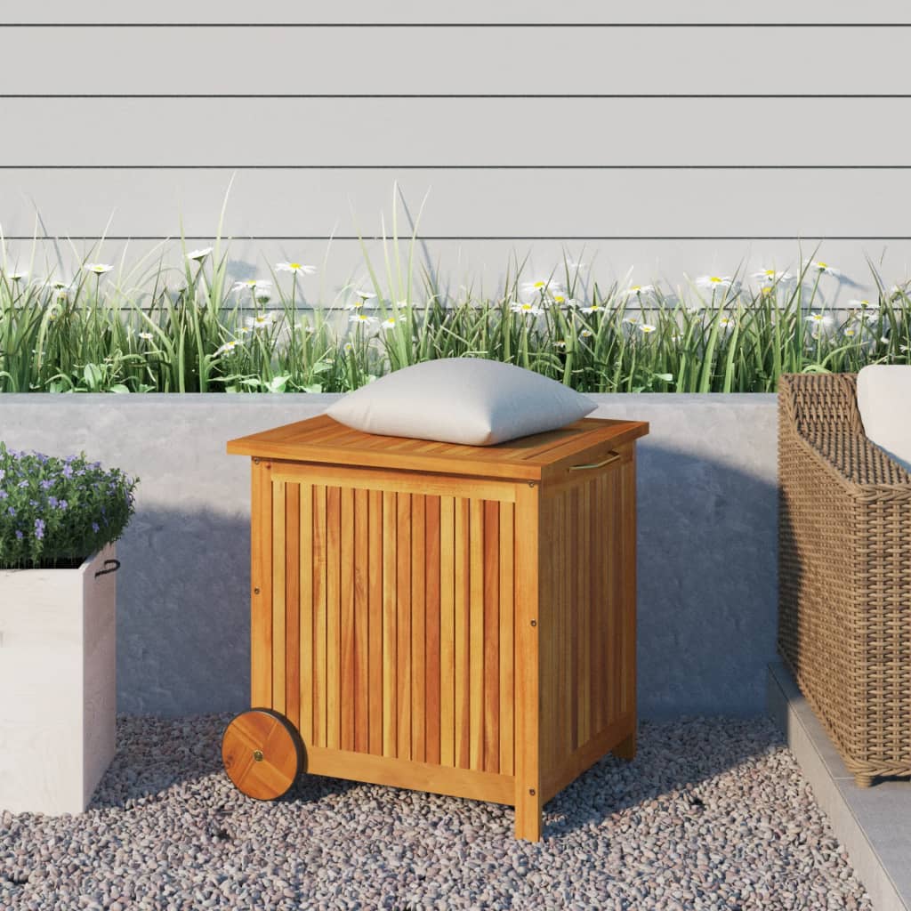 Garden Storage Box with Wheels 60x50x58 cm Solid Wood Acacia - Merkel Designers
