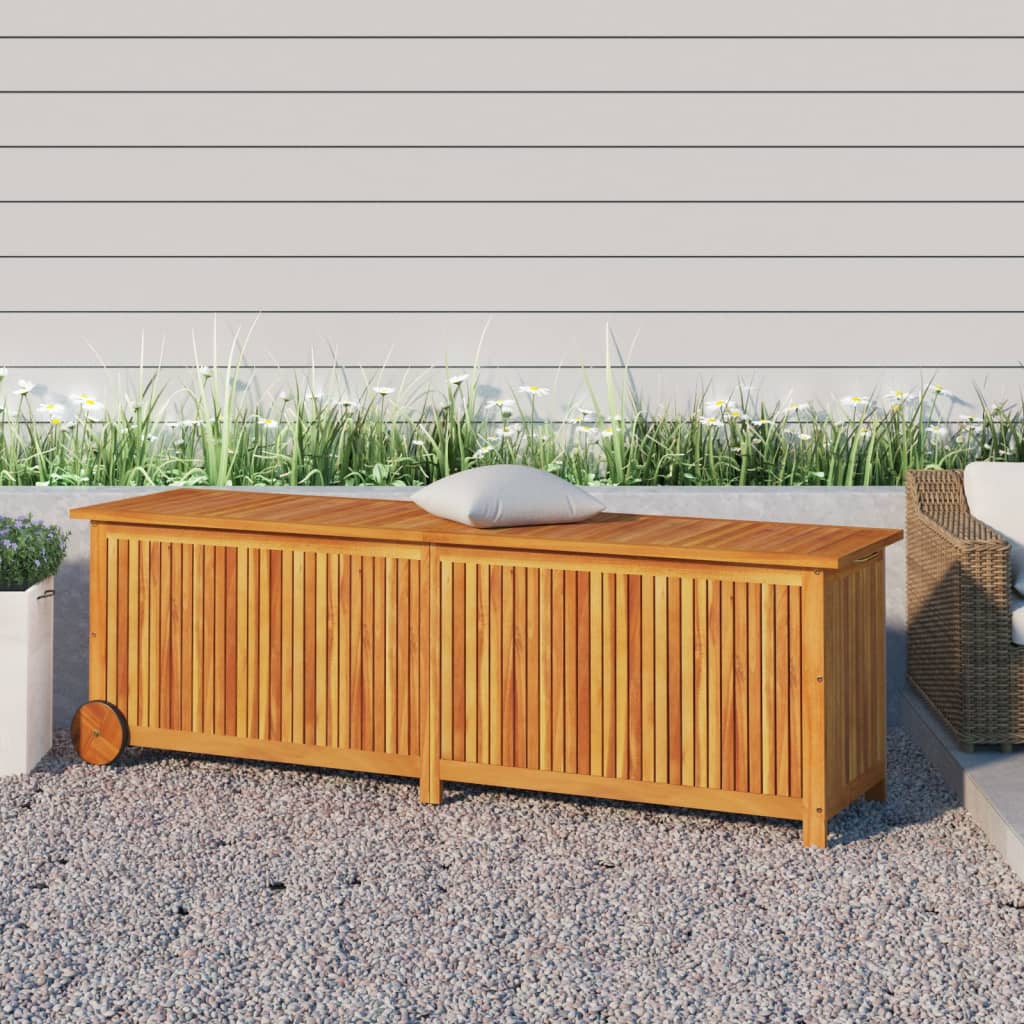 Garden Storage Box with Wheels 150x50x58 cm Solid Wood Acacia - Tyrell & Tyrell