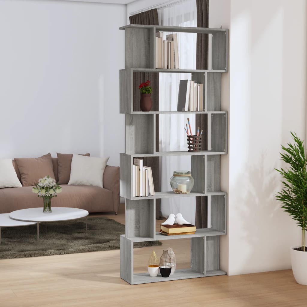 Book Cabinet/Room Divider Grey Sonoma 80x24x192 cm Engineered Wood - All Things Good