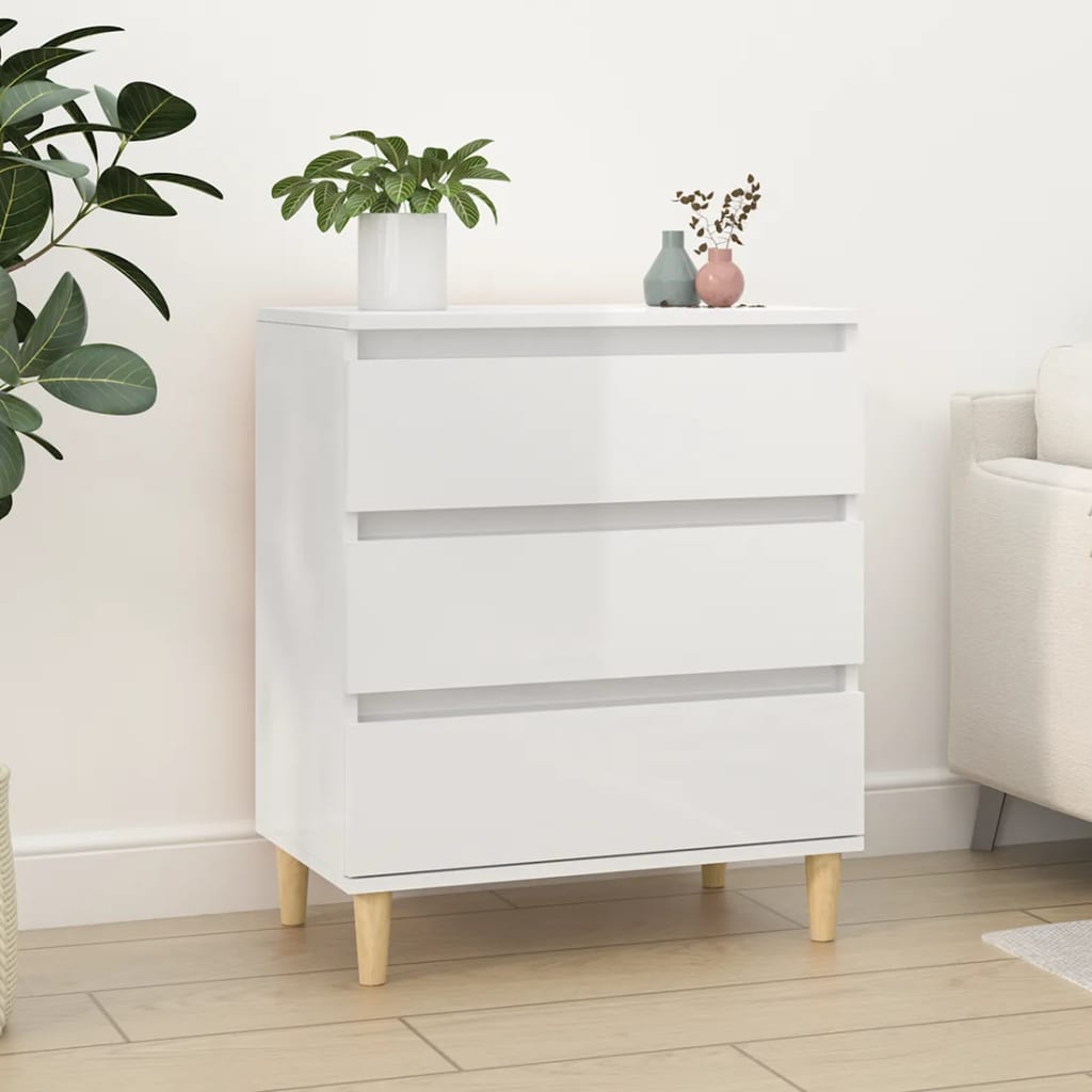 Sideboard High Gloss White 60x35x70 cm Engineered Wood - Merkel Designers