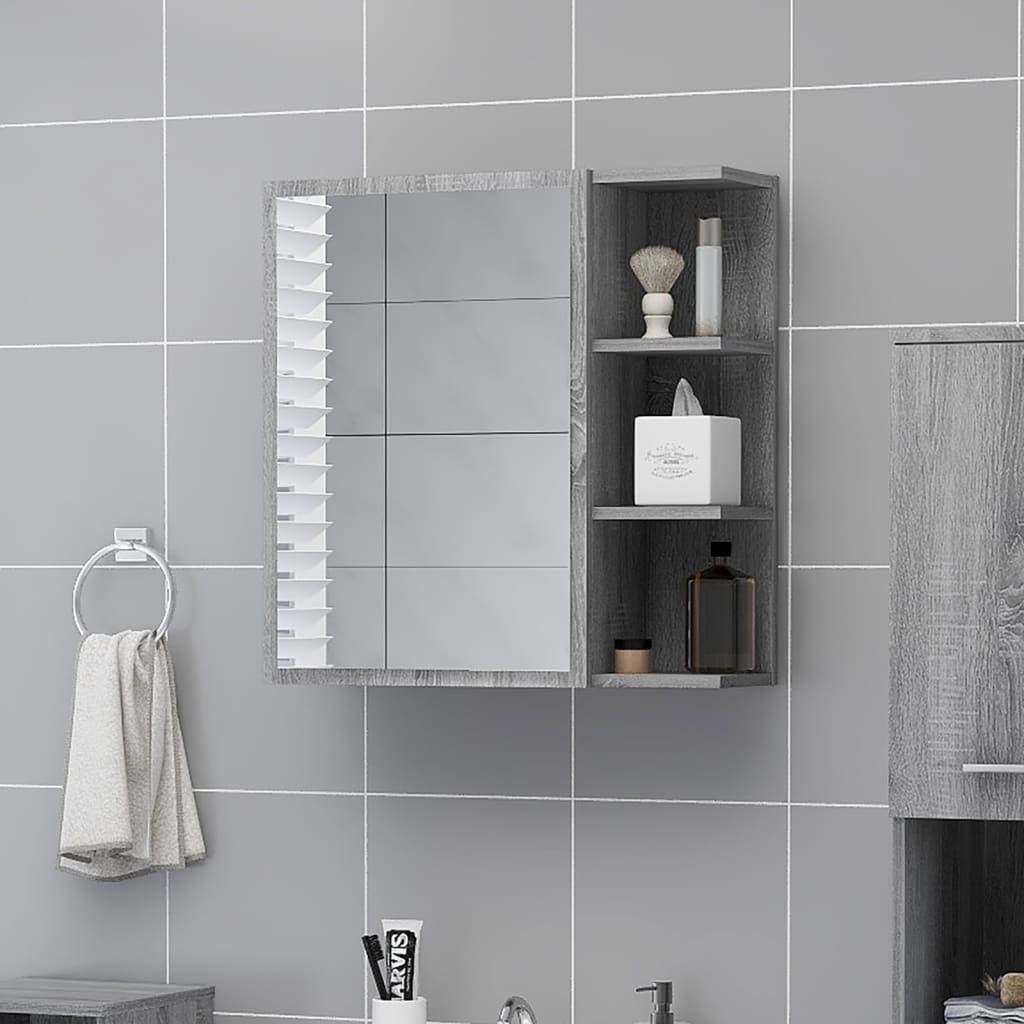 Bathroom Mirror Cabinet Grey Sonoma 62.5x20.5x64cm Engineered Wood - Casper Homes
