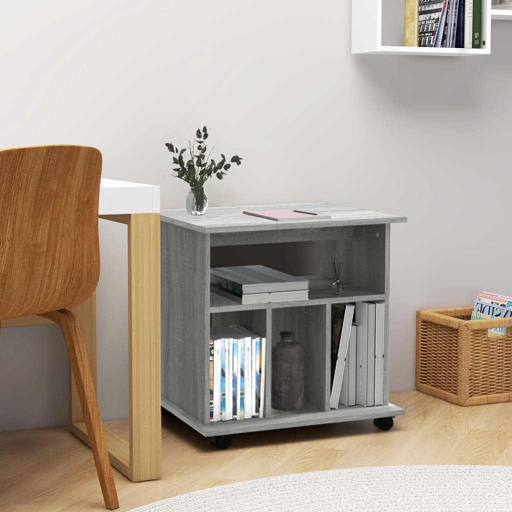 Rolling Cabinet Grey Sonoma 60x45x60cm Engineered Wood - Brittle & Co