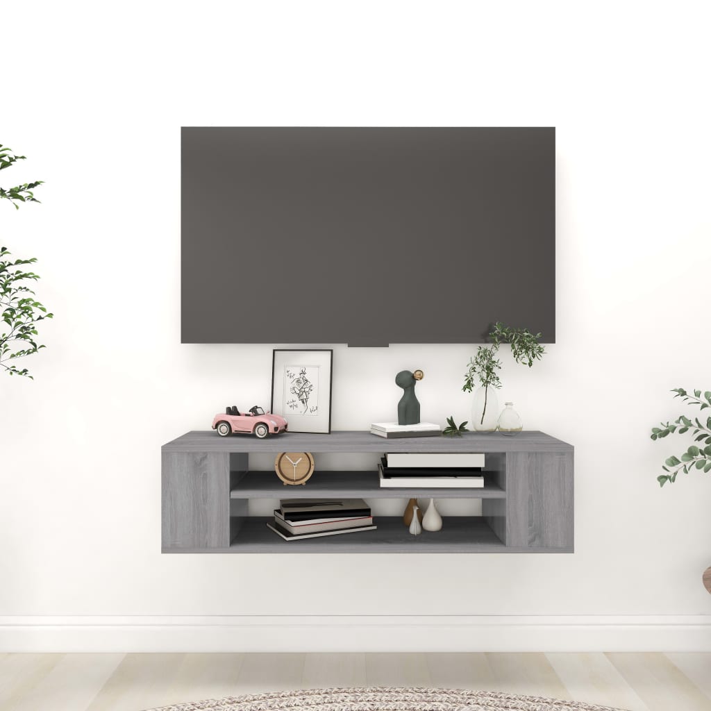 Hanging TV Cabinet Grey Sonoma 100x30x26.5cm Engineered Wood - Merkel Designers