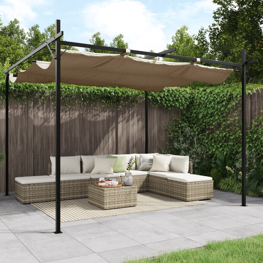 Pergola with Retractable Roof Taupe 295x292x230 cm - Millennium Furniture