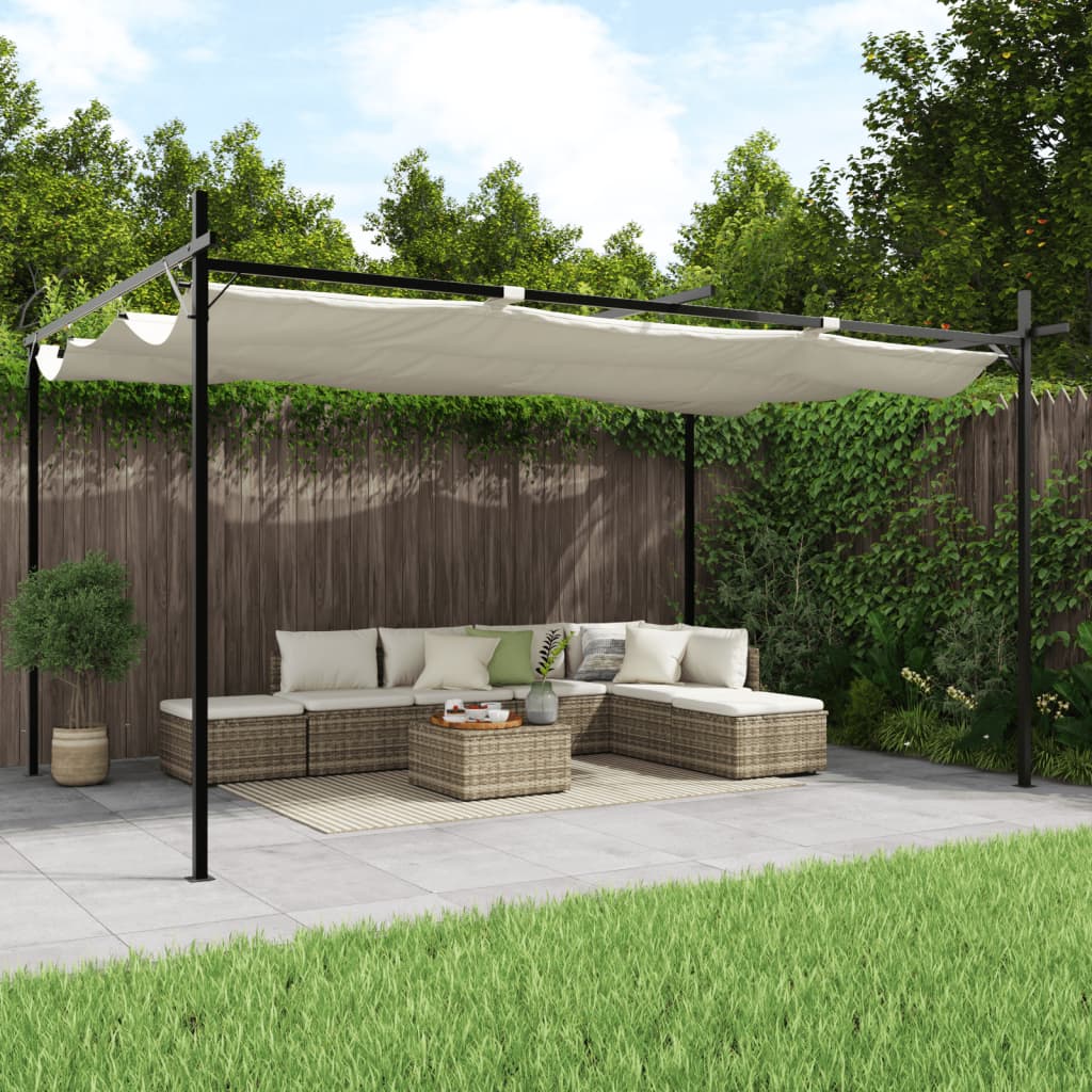 Pergola with Retractable Roof Cream 395x292x230 cm - Millennium Furniture
