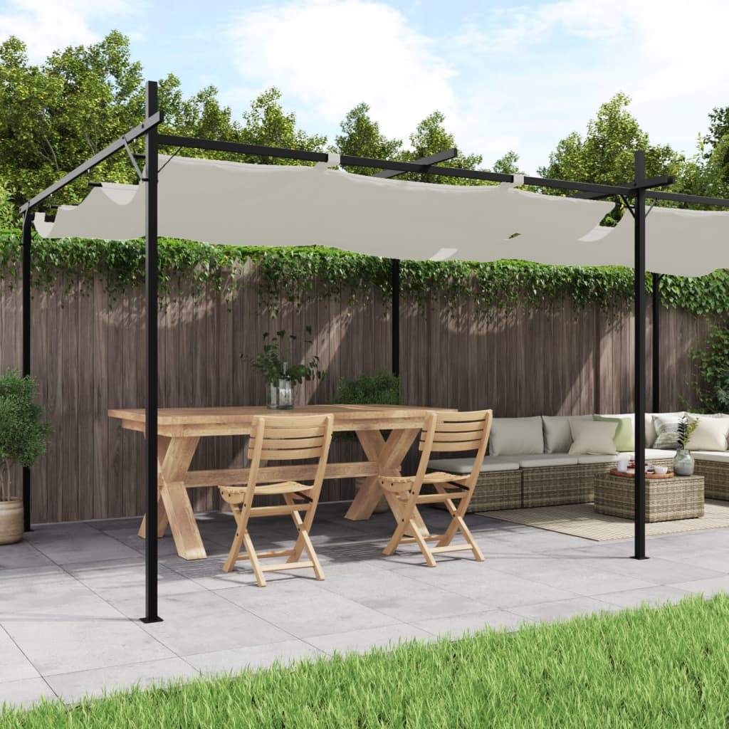 Pergola with Retractable Roof Cream 589x292x230 cm - Millennium Furniture