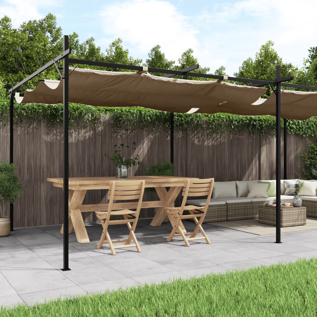 Pergola with Retractable Roof Taupe 589x292x230 cm - Discount Dealers