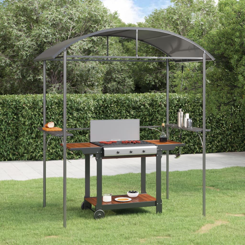 BBQ Gazebo with Side Shelves Anthracite 220x115x230cm Steel - Decor Base