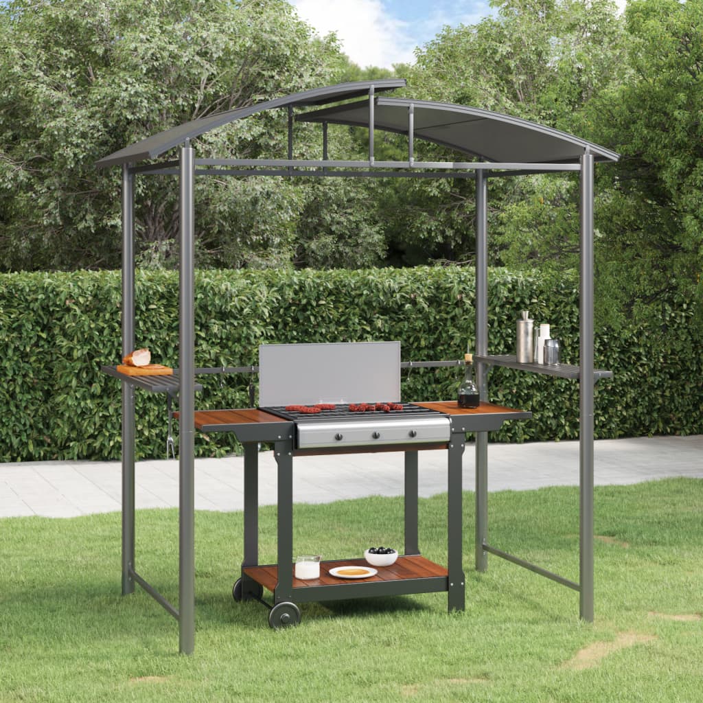 BBQ Gazebo with Side Shelves Anthracite 210x114x230cm Steel - The Home Maker