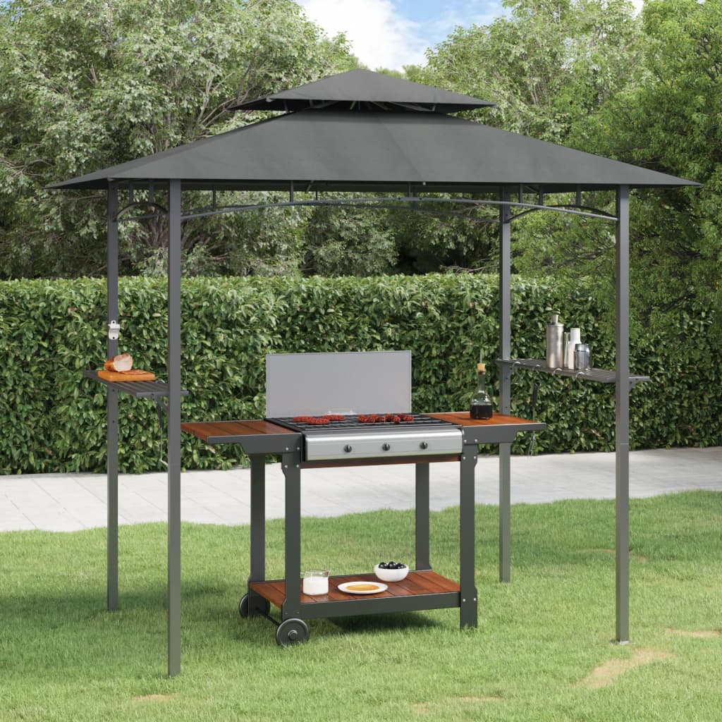 BBQ Gazebo with Side Shelves Anthracite 240x150x243 cm Steel - Casper Homes