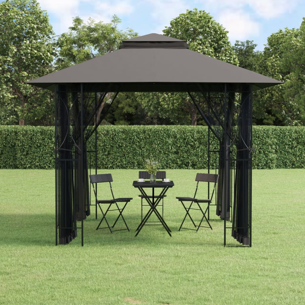 Gazebo with Sidewalls Anthracite 300x300x270 cm Steel - Direct Imports