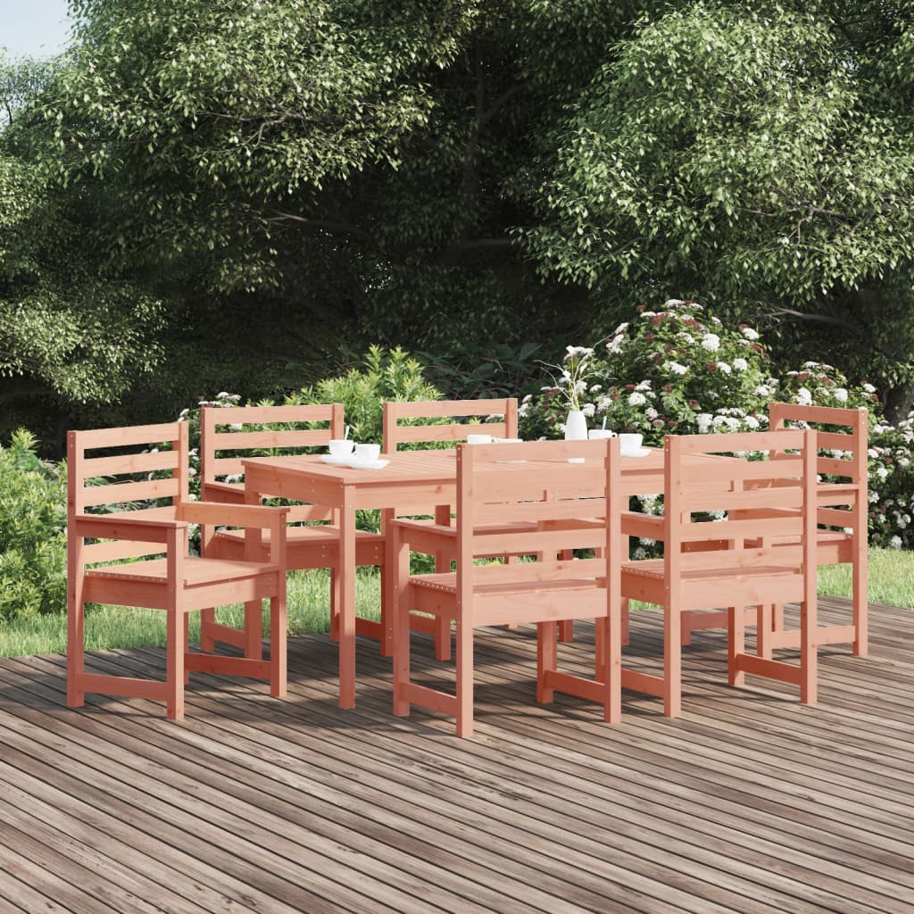 7 Pcs Garden Dining Set Solid Wood Douglas - Brittle & Co