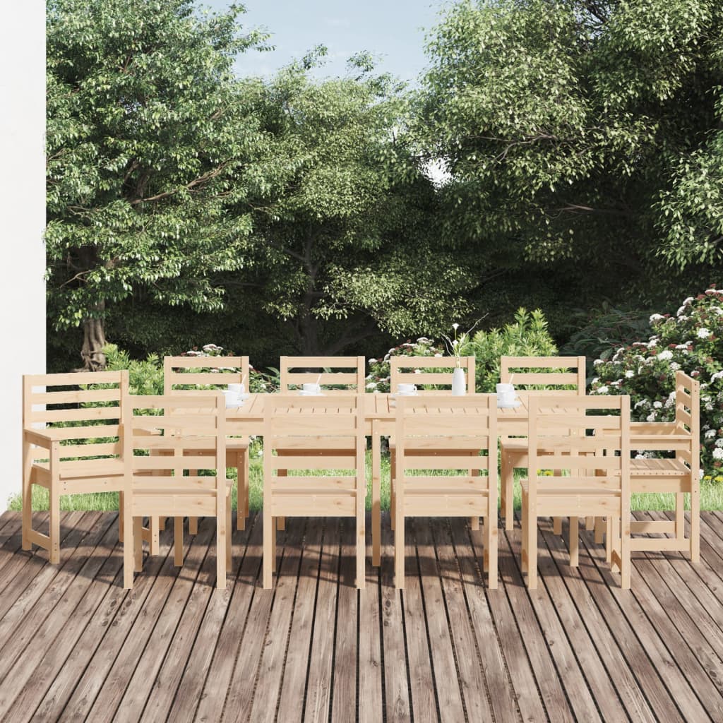 11 Piece Garden Dining Set Solid Wood Pine - Merlin Deals