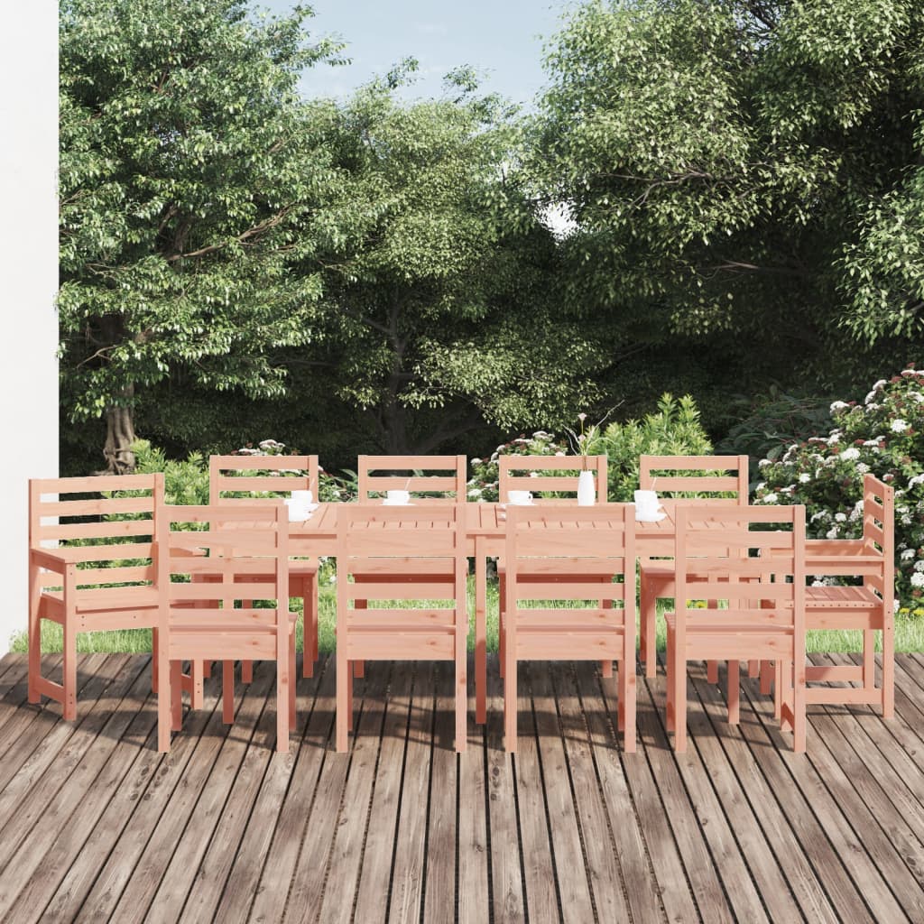 11 Pcs Garden Dining Set Solid Wood Douglas - Brittle & Co