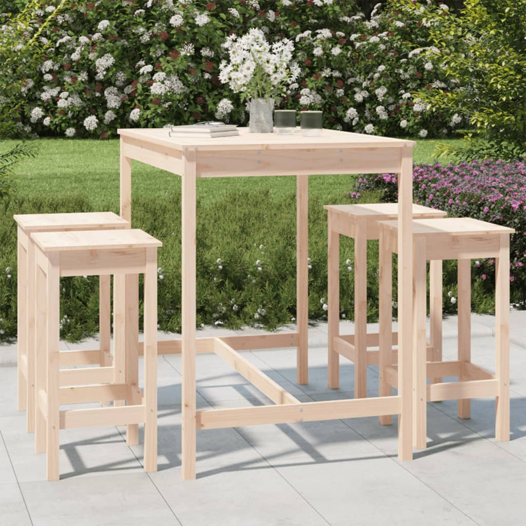 5 Piece Garden Bar Set Solid Wood Pine - Sid & Sam
