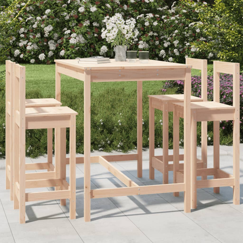 5 Pcs Garden Bar Set Solid Wood Pine - Decor Base
