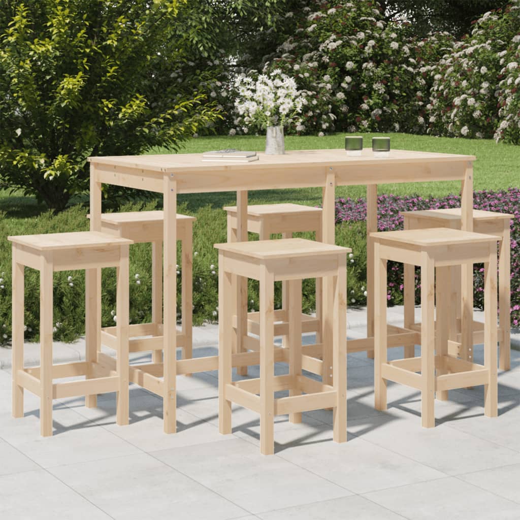 7 Piece Garden Bar Set Solid Wood Pine - Unbeatable Bargains