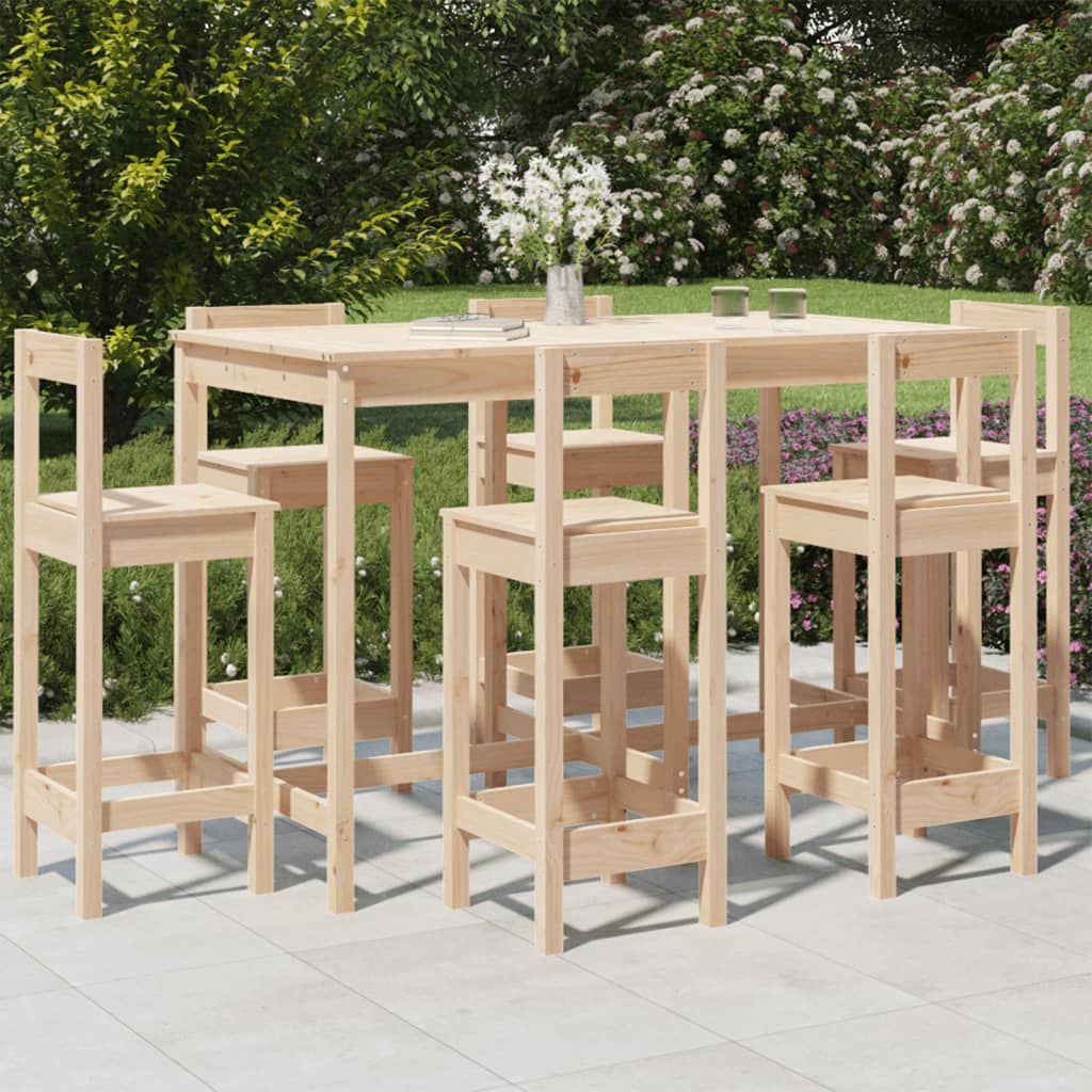7 Piece Garden Bar Set Solid Wood Pine - Millennium Furniture