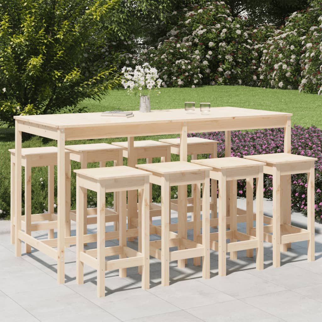9 Piece Garden Bar Set Solid Wood Pine - Merkel Designers