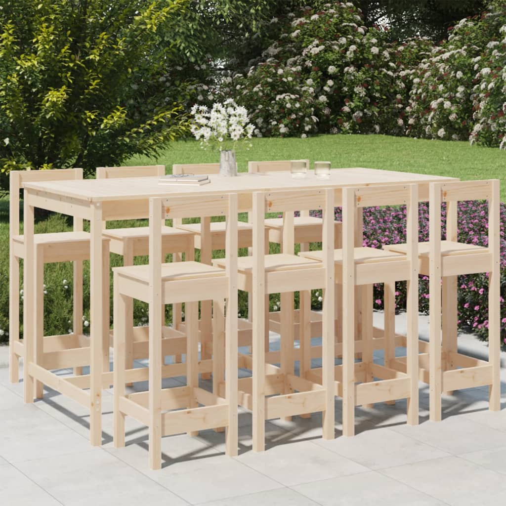 9 Piece Garden Bar Set Solid Wood Pine - Tyrell & Tyrell