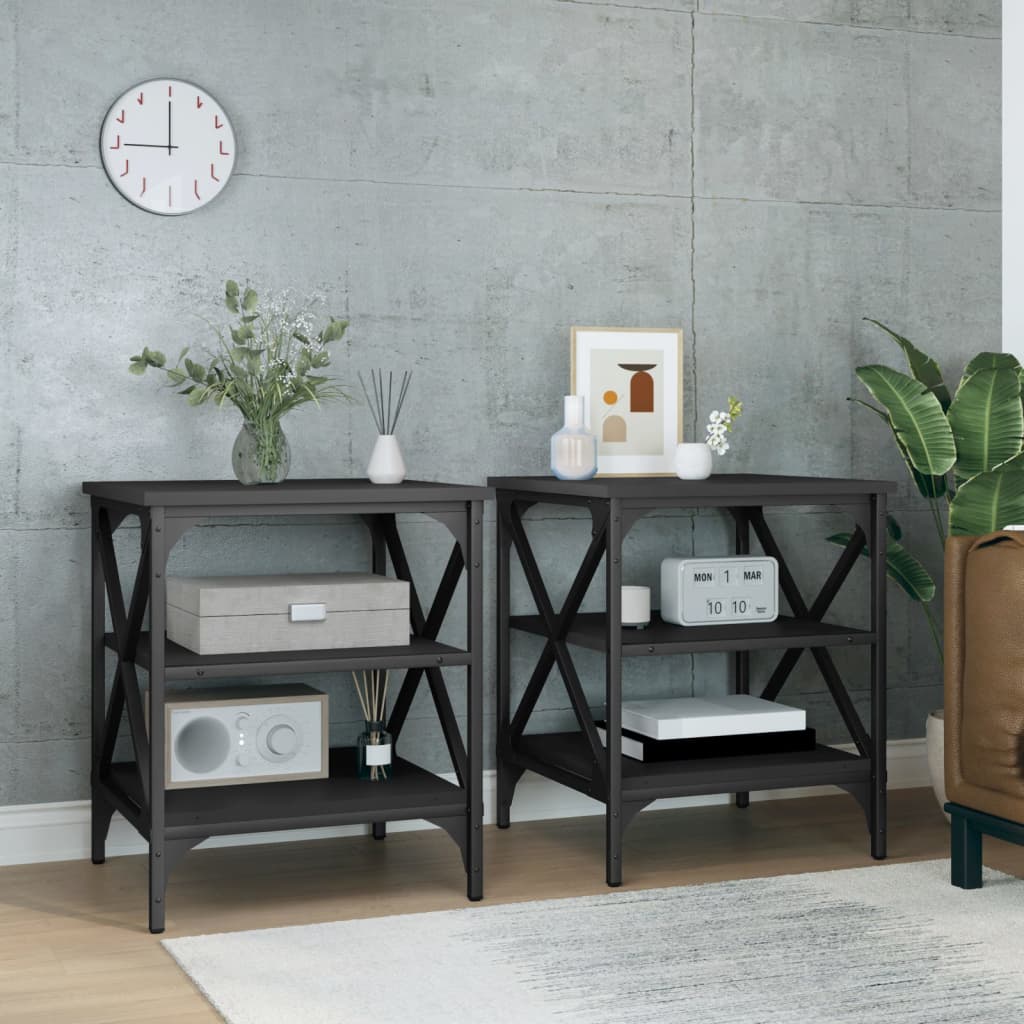 Side Tables 2 pcs Black 40x42x50 cm Engineered Wood - All Things Good