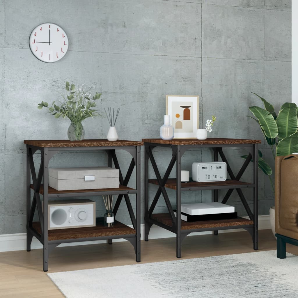 Side Tables 2 pcs Brown Oak 40x42x50 cm Engineered Wood - Sid & Sam