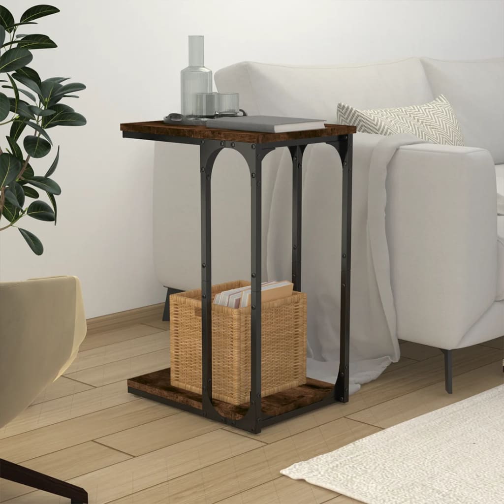 Side Table Smoked Oak 40x30x60 cm Engineered Wood - Decor Base