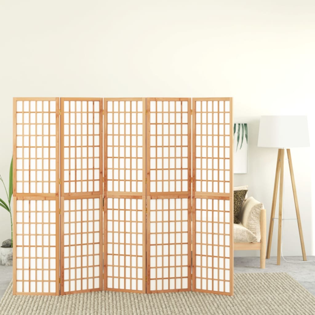 Folding 5-Panel Room Divider Japanese Style 200x170 cm - Tyrell & Tyrell